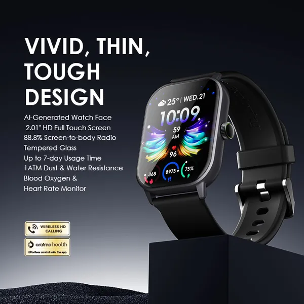 Oraimo Watch 5 HD Panda Glass Smart Watch - Image 4